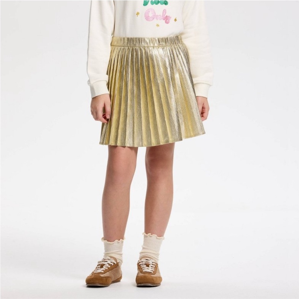 Owillo® Girls' Foil Pleated Skirt - Gold XL new